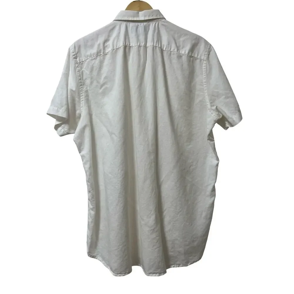 Banana Republic Mens Slim Linen Button Shirt Size XL White Coastal Preppy Travel